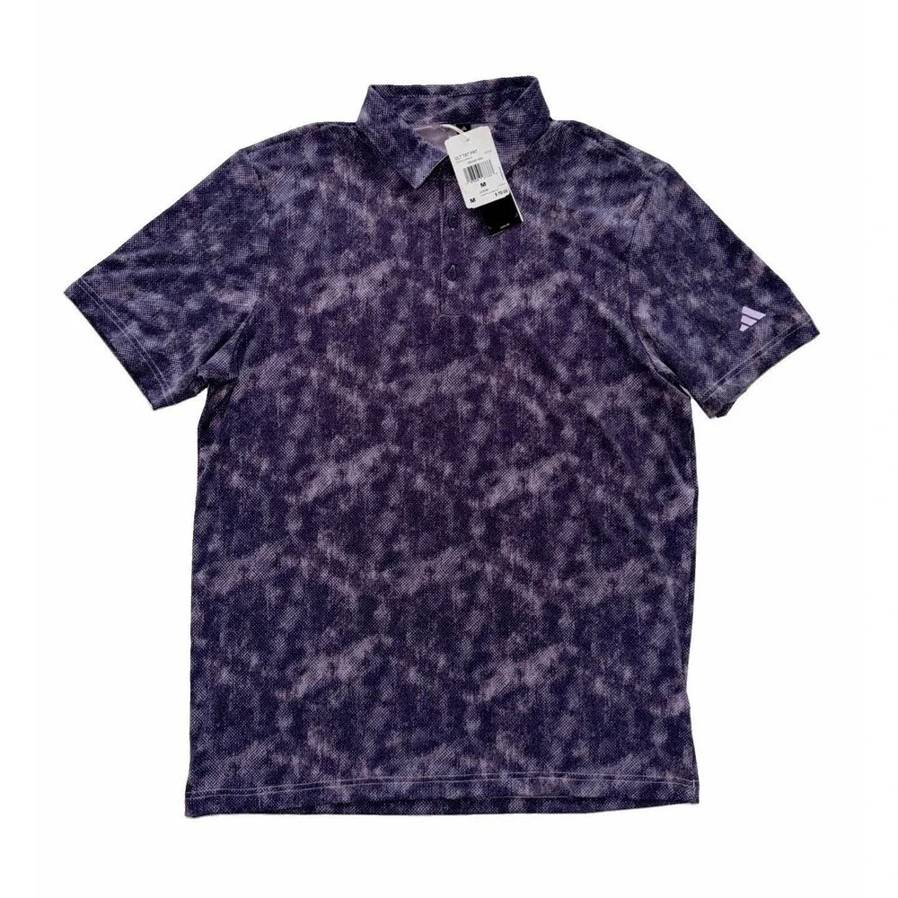 Adidas Ultimate Textured Print Golf Polo Shirt Men's Size Medium Powder Plum NWT